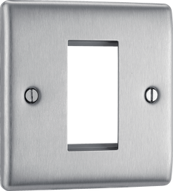BG Electrical NBSEMS1 Euro Module Nexus Metal 1 Module Square Front Plate Brushed Steel