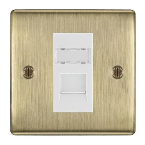 BG Nexus Antique Brass Single 1 Gang RJ45 Data Socket NABRJ451W White Insert