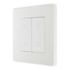 BG Evolve Pearlescent White 2 Gang 200W Trailing Edge Master Touch Dimmer PCDCLTDM2W with 25mm Steel Back Box
