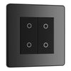 BG Evolve Black Chrome Double Secondary Touch Dimmer Switch PCDBCTDS2B with 35mm Steel Back Box