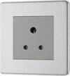 FBS29G Front - This 5A round pin socket from British General can be used to connect lamps to a lighting circuit. The brushed steel finish has an anti-fingerprint lacquer and slim clip-on/off front-plate to add a touch of luxury to your decor.