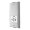 BG NBS20W Metal Brushed Steel 115-230V Dual Voltage Shaver Socket - White Insert