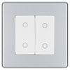 BG Nexus Screwless Polished Chrome Double Secondary Touch Dimmer Switch White Inserts FPCTDS2W