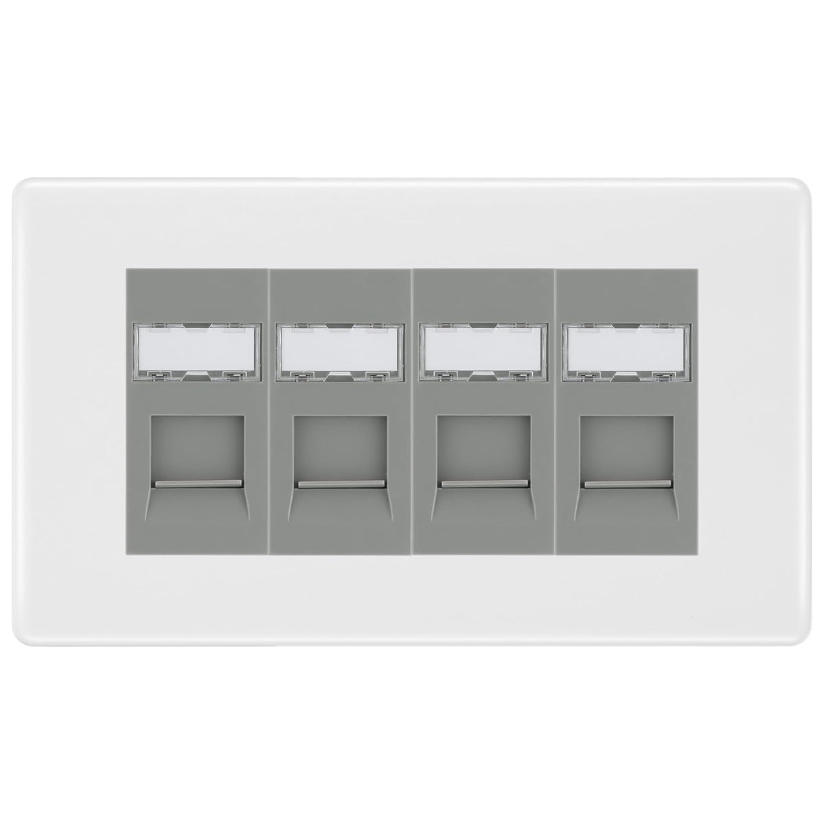 BG White Moulded 4 Gang RJ45 Cat6 Data Socket Outlet Grey...– The ...