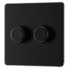 BG Screwless Matt Black 200W 2 Way Double Trailing Edge Dimmer Switch FFB82 with 25mm Steel Back Box