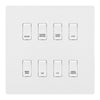 BG Evolve Pearlescent White Custom Appliance Grid Switch 8 Gang Screwless