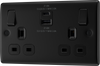 BG Nexus NFB22UAC22B 2 Gang Matt Black Switched Plug Socket 13A - With USB