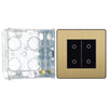 BG Evolve Satin Brass Double Master Touch Dimmer Switch PCDSBTDM2B with 35mm Steel Back Box