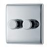 NPC82 Front - This trailing edge double dimmer switch from British General allows you to control your light levels and set the mood. The intelligent electronic circuit monitors the connected load and provides a soft-start with protection against thermal