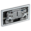 BG Screwless Matt Black 13A Double Socket FFB22B with 35mm Steel Back Box