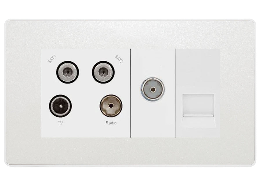 BG Evolve Pearlescent White Quadplex Combination TV Socket PCDCL69W