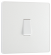 PCDCL12W Front - This Evolve pearlescent white 20A 16AX single light switch from British General will operate one light in a room.