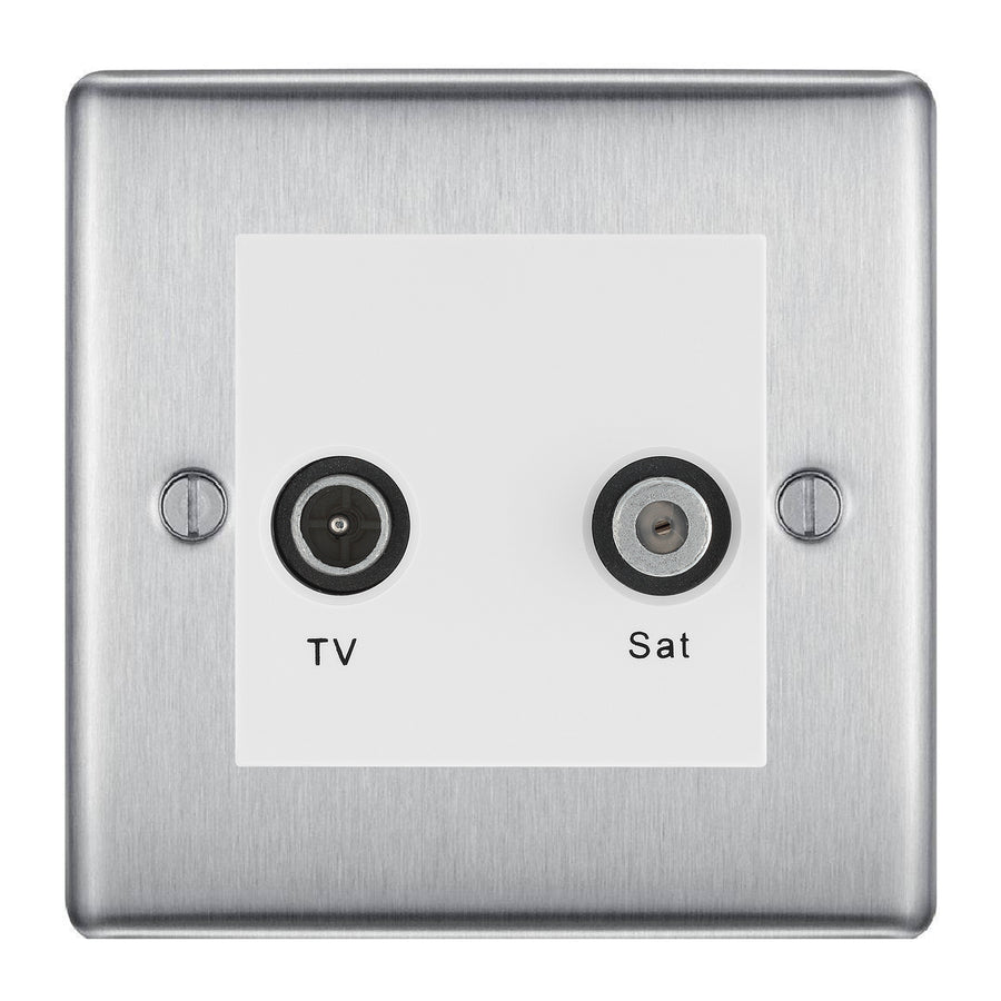 BG Nexus Metal Brushed Steel TV & Satellite Socket NBSTVSATW