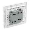 BG Evolve Brushed Steel 2 Gang 20A 16AX 2 Way Wide Rocker Light Switch PCDBS42WW with 25mm Steel Back Box