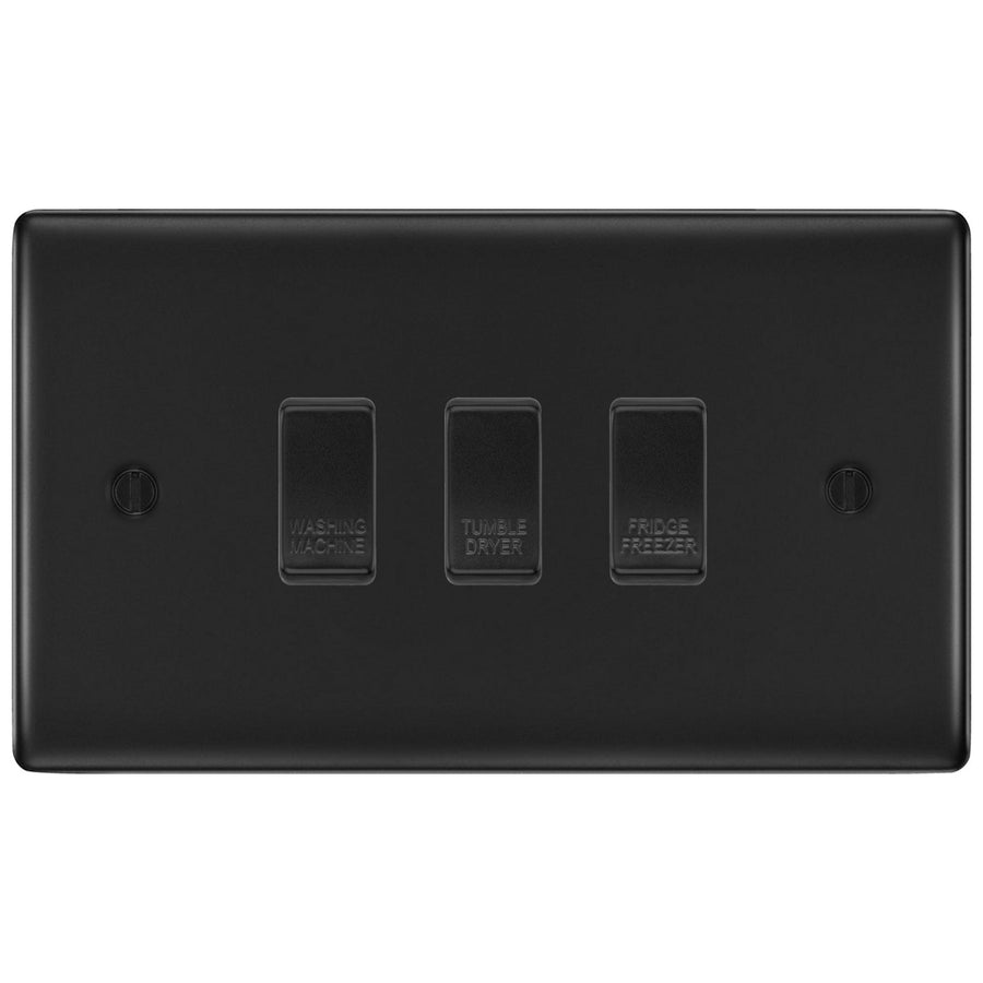 BG Matt Black 3 Gang Custom Grid Switch Panel Labelled Kitchen Appliance