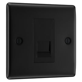 BG Nexus Matt Black 1 Gang RJ11 Single Data Outlet NFBRJ111 with 35mm Steel Back Box