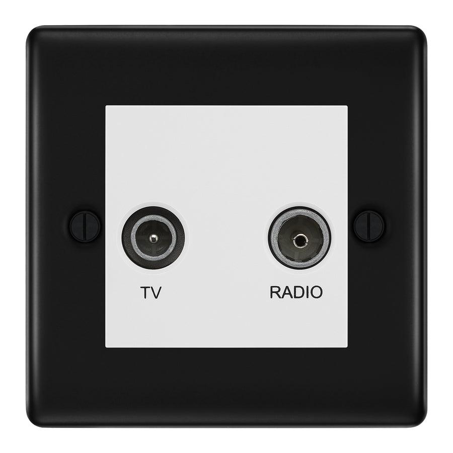 BG Nexus Metal Matt Black TV & FM Socket NFB66W