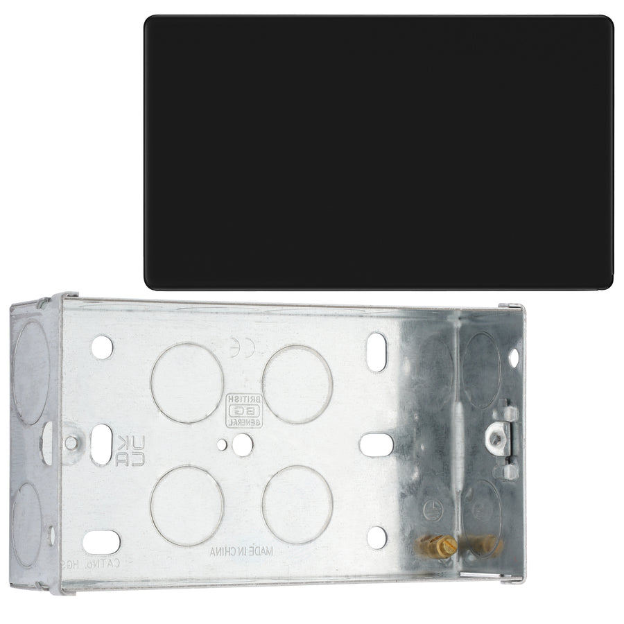 BG Screwless Matt Black Double Blanking Plate FFB95 with 35mm Steel Back Box