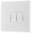 BG 843 Moulded Round Edge | White | 3 Gang 10AX 2 Way Plate Switch