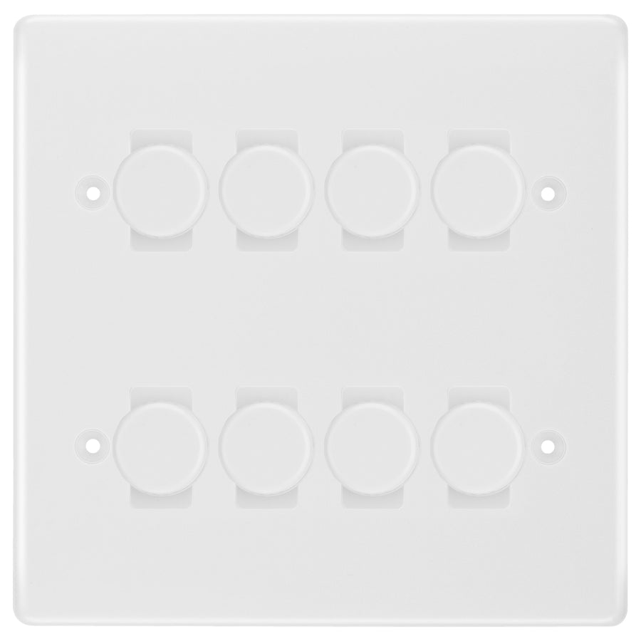 BG White 8 Gang Trailing Edge LED Dimmer Light Switch 2 Way Custom Switch