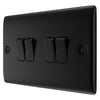 BG Nexus Matt Black 20A 16AX 2 Way Quadruple Light Switch NFB44 with 25mm Steel Back Box