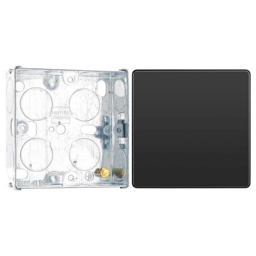 BG Evolve Black Chrome Single Blank Plate PCDBC94B with 25mm Steel Back Box
