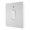 BG Evolve Brushed Steel 20A Double Pole Switch with Neon PCDBS31W and 35mm Steel Back Box