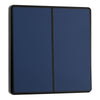 BG Evolve Matt Blue 2 Way Double Edge to Edge Rocker Switch PCDDB42EB with 25mm Steel Back Box