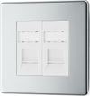 FPCRJ452 Front - This RJ45 ethernet socket from British General uses an IDC terminal connection and is ideal for home and office providing 2 networking outlets with ID windows for identification. 