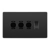 BG Evolve Black Chrome 4 Gang Light Switch 3x Trailing Edge LED Dimmer 1x 2 Way Custom Switch
