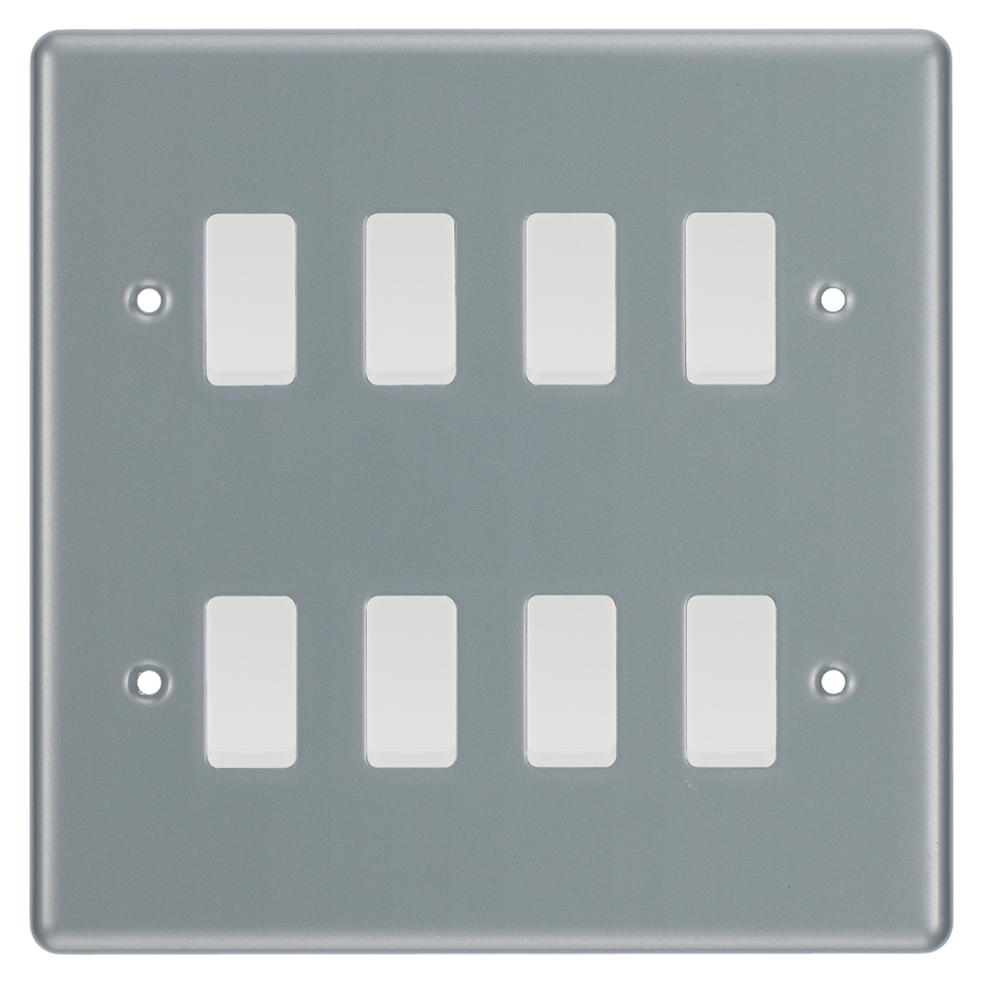 BG Metal Clad 8 Gang 2 Way Custom Grid Light Switch with Back Box Included