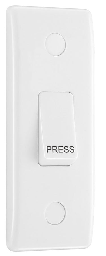 BG 849 Moulded Round Edge | White | 10A Single Architrave Press Switch
