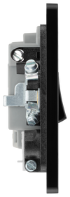 PCDBC52B Side - This Evolve Black Chrome 13A fused and switched connection unit from British General with power indicator provides an outlet from the mains containing the fuse, ideal for spur circuits and hardwired appliances.