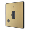 BG Evolve Satin Brass 13A Flex Outlet Neon Unswitched Fused Connection Unit PCDSB54B with 25mm Steel Back Box