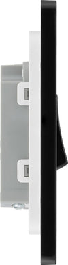 BG PCDBC12B Black Chrome Evolve 1 Gang 20A 16AX 2 Way Light Switch - Black Insert