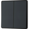 BG Evolve Matt Grey 2 Gang 2-Way 20A Edge to Edge Rocker Light Switch | PCDMG42EB