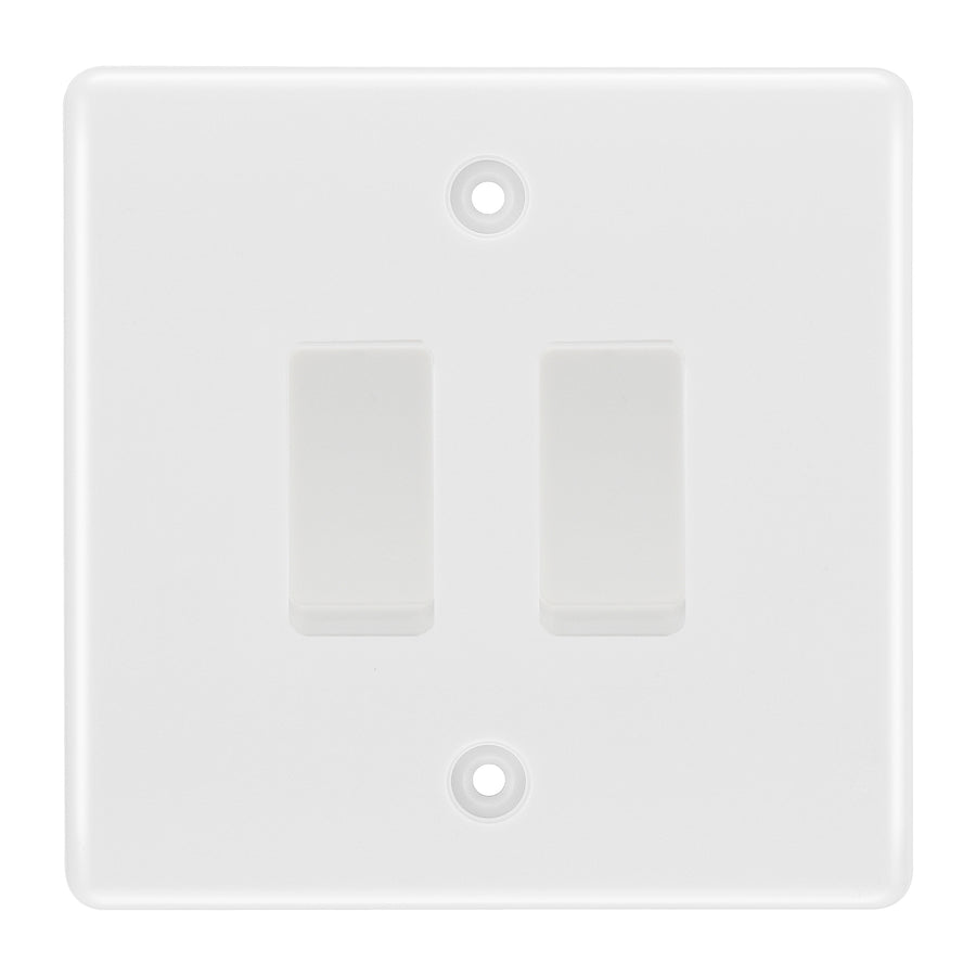 BG White 2 Gang Intermediate Light Switch Custom Grid Switch