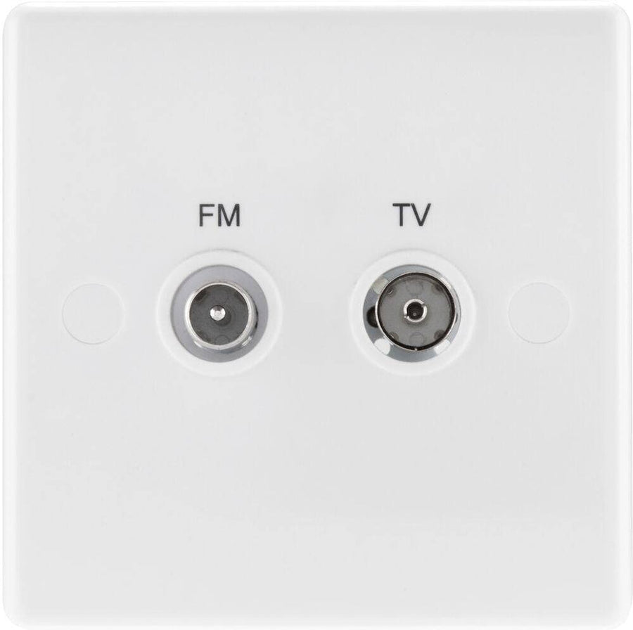 BG 866 Moulded Round Edge | White | 2 Gang Diplex TV and FM Socket