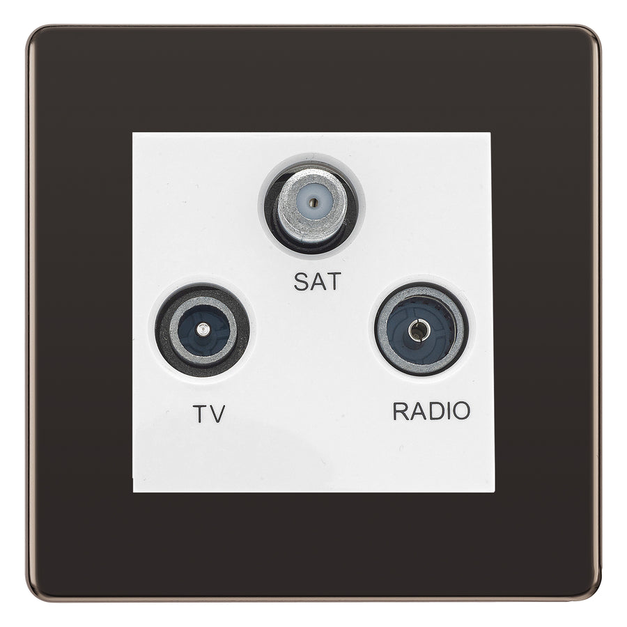 BG Nexus Screwless Black Nickel TV/FM/SAT Socket FBN67W