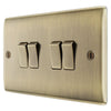 BG Nexus Metal Antique Brass 20A 16AX 2 Way Quadruple Light Switch NAB44 with 25mm Steel Back Box