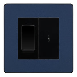 BG Evolve Matt Blue 20A Secret Key Switch with 20A Double Pole Switch - Black Insert