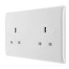 BG Electrical 13A Double Unswitched Power Socket White & 50mm Pattress Back Box