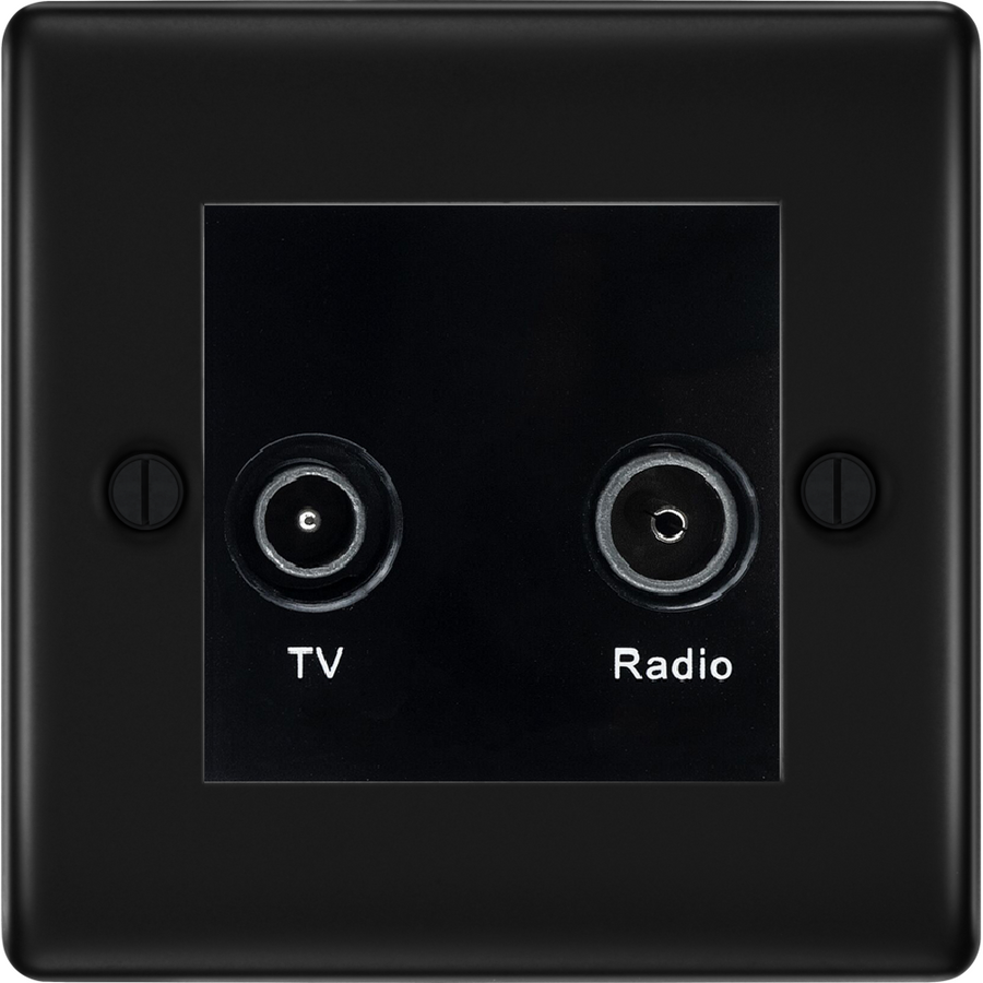 BG Nexus Metal Matt Black TV & FM Socket NFB66B
