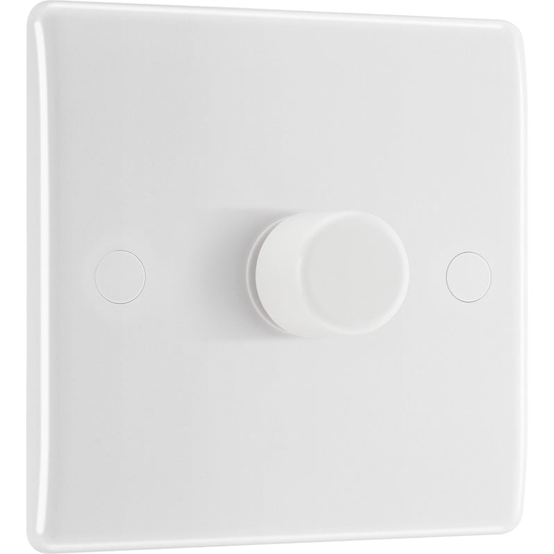BG 881 Moulded Round Edge | White | 1 Gang 200W 2 Way Trailing Edge Dimmer Switch