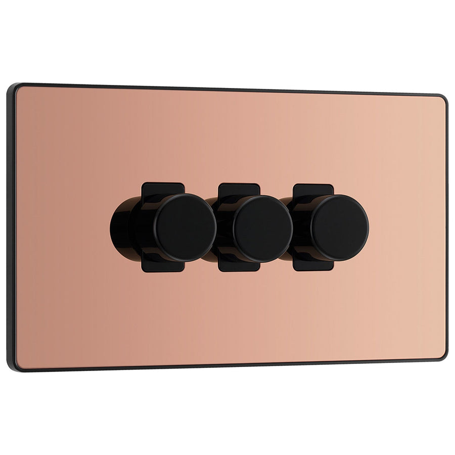 BG Evolve Polished Copper 3 Gang Custom Grid Dimmer Light Switch PCDPC83B