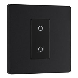 BG Evolve Matt Black 1 Gang 200W Trailing Edge Master Touch Dimmer PCDMBTDM1B with 25mm Steel Back Box
