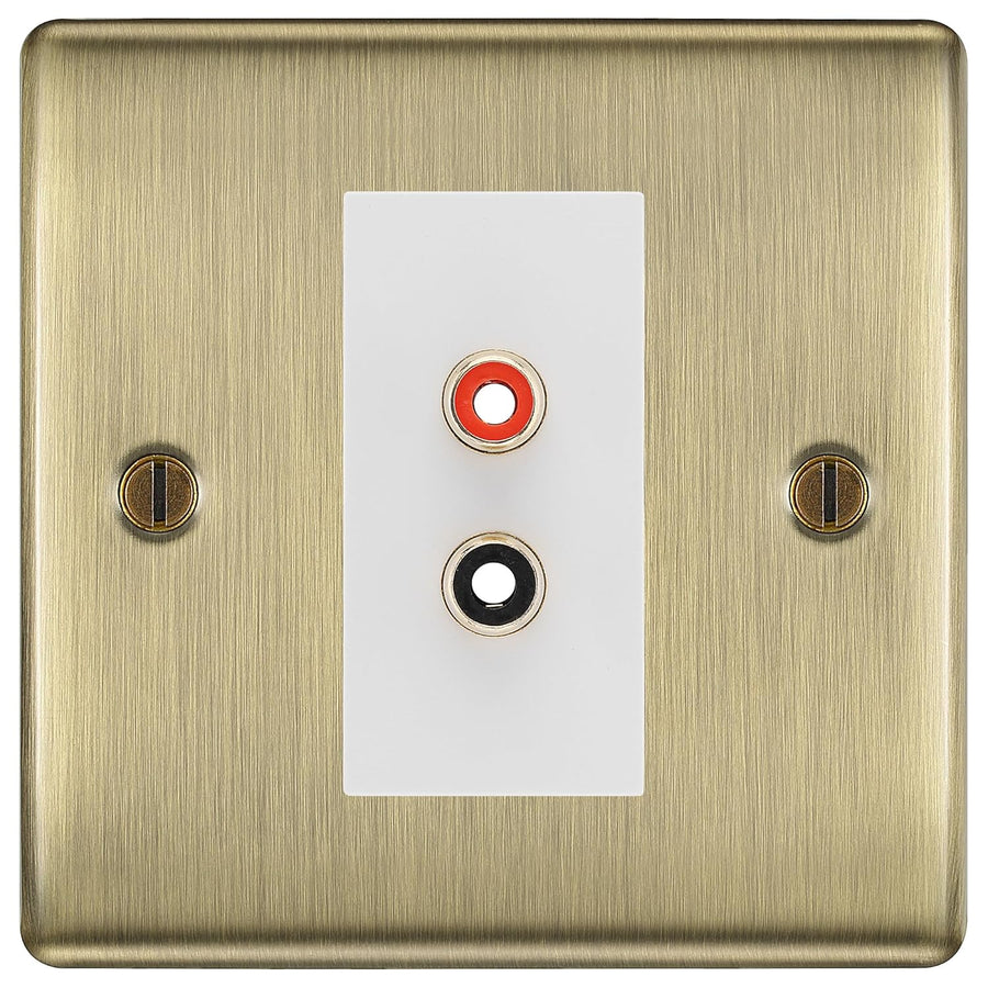 BG Nexus Antique Brass Euro Module RCA X 2 Outlet NABRCA2W