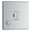 BG Screwless Polished Chrome 13A Unswitched Spur + Cable Outlet FPC55 with 35mm Steel Back Box