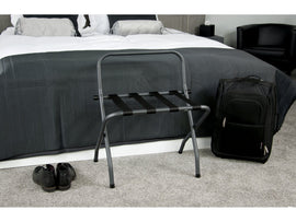 Corby Ashton Metal Luggage Rack in Black with Back