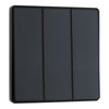 BG Evolve Matt Grey 2 Way Triple Edge to Edge Rocker Switch PCDMG43EB with 25mm Steel Back Box